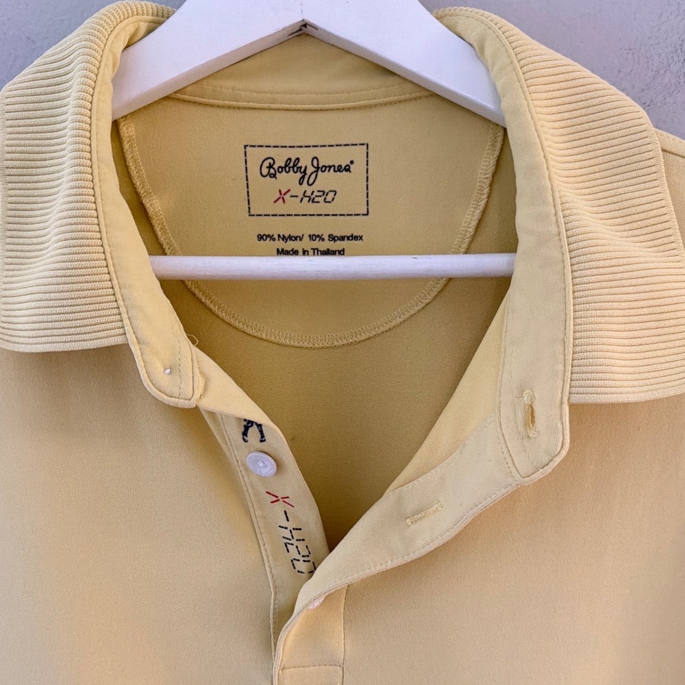 Bobby Jones X-H2O Men XL Yellow Short Sleeve Golf Polo Performance Stretch Shirt